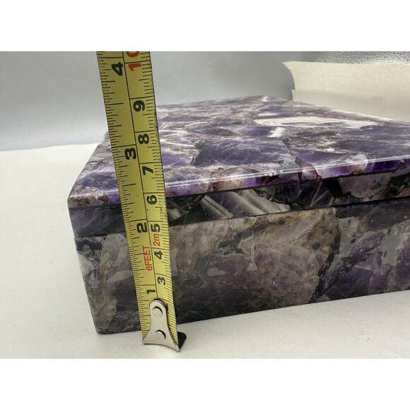 Vintage Global Views Amethyst Jewelry Box Purple Trinket Box 11"x7"x2.5" *READ - Picture 15 of 16